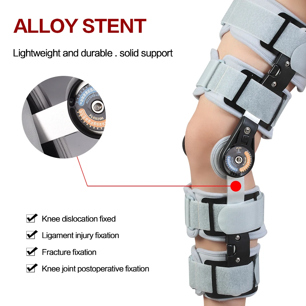 Медицинский Ортез Регулируемый шарнирный коленный бандаж поддержка фиксатор алюминиевая стабилизация поддержка трещин растяжение пост-оп