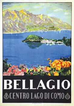 

Italy Tourism Travel Posters Bellagio - Centro Lago di Como Classic Wall Stickers Canvas Vintage Poster Home Bar Decor Gift