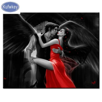 

Diamond painting Cross Stitch"cartoon couple"Square drill picture pastes 5D Diy mosaic Diamond Kits Wall sticker Dark angel