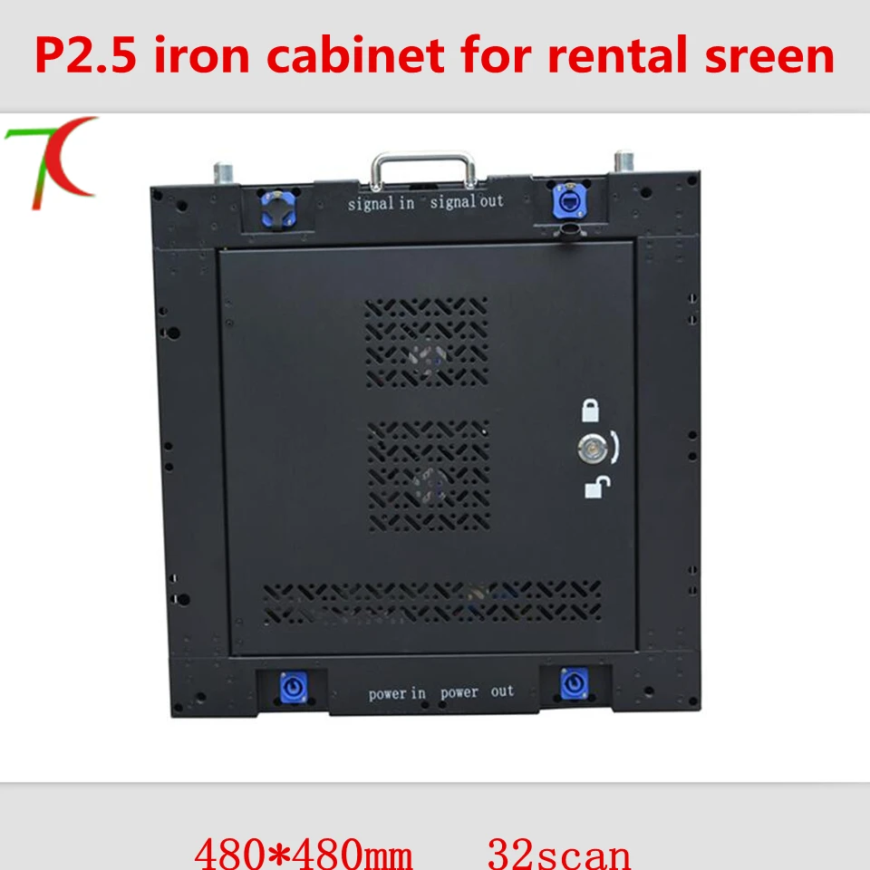 

480*480mm 32scan P2.5 iron cabinet with door display for rental led screen