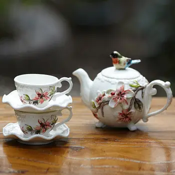 

bird teapot cup ceramic cup group kettle coffee cup set combination of flowers and tea