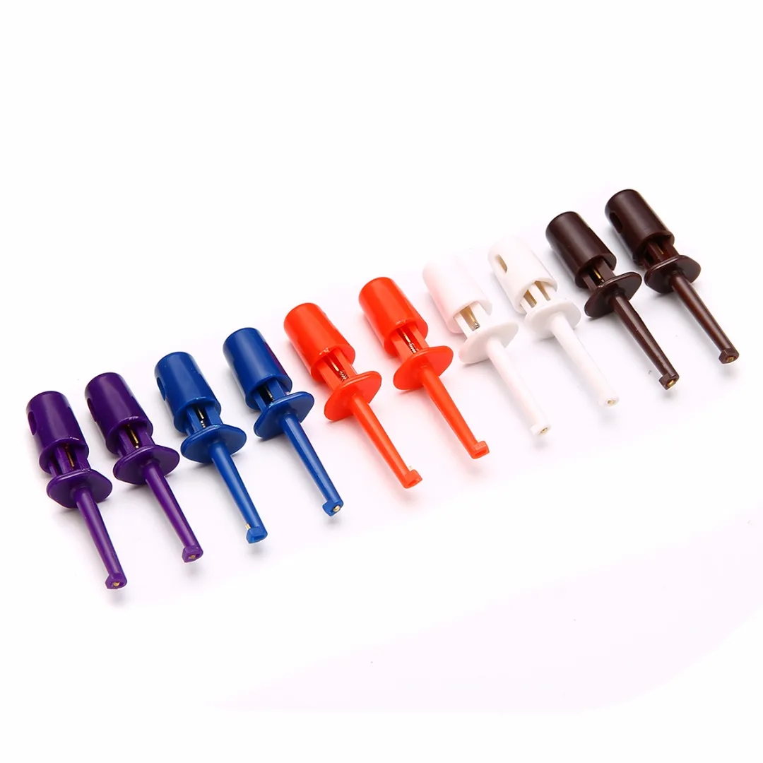 10pcs 5 Colors Multimeter Wire Lead Single Test Hook Clip Electronic Mini Test Probe Set Testing Accessories