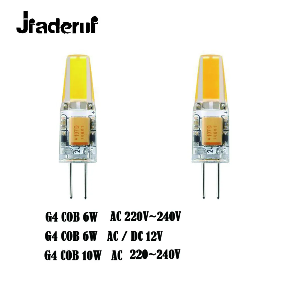 

Jiaderui G4 LED Bulb COB 12V AC DC 6W AC 220V 6W 10W LED G4 Lamp Crystal LED Light Bulb Lampara Bombilla Ampoule LED G4 Bulb