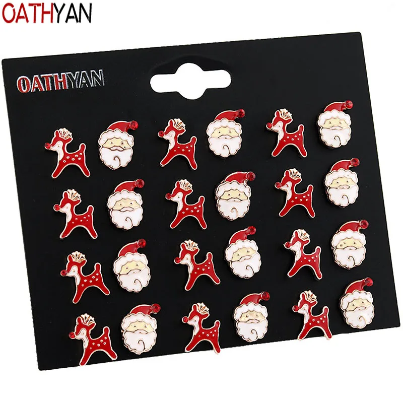 OATHYAN 12 пар/компл. классический оленей Эмаль серьги-гвоздики Комплект сережек для