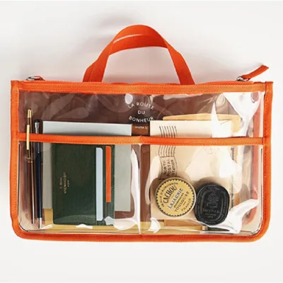 Большая вместительная прозрачная косметичка, ПВХ сумка для макияжа, дорожный Органайзер, необходимый косметический Чехол, косметичка для ванной, косметичка - Цвет: orange