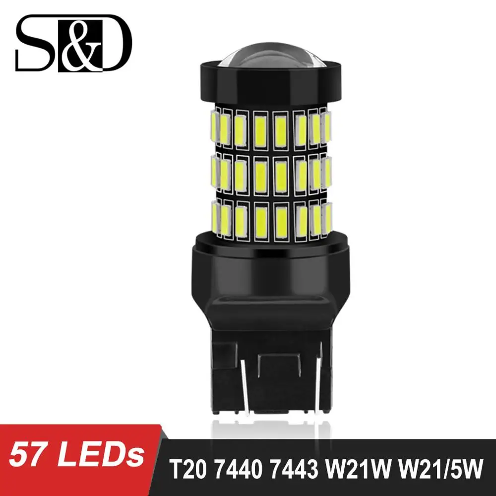 S & D новейший светодиодный фонарь T20 7440 W21W WY21W 7443 SRCK W21/5W 12 В автомобильные фары