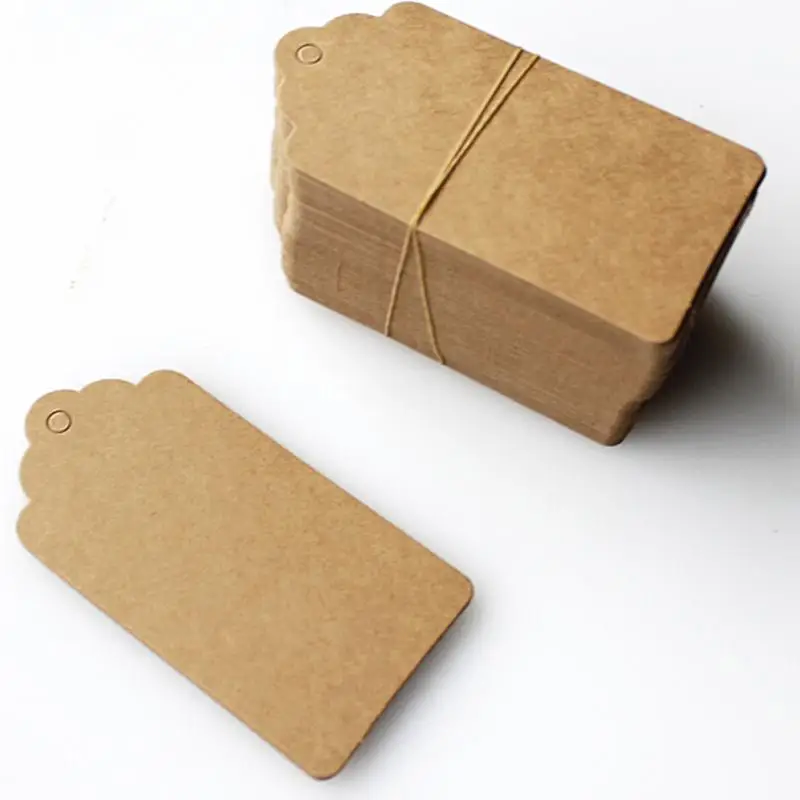 

100pcs/lot Kraft Paper Lace Scallop Head Label Luggage Tags Wedding DIY Blank price Hang Kraft Gift tags 45*95mm