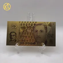 1pc 2 dólares de oro billete de dinero Singapur dinero para un buen viaje regalo de recuerdo envío gratis