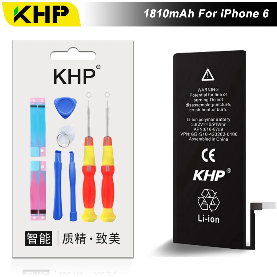 Новый 2019 100% оригинальный KHP телефон батарея для iPhone 6 Емкость 1810 мАч ремонтные