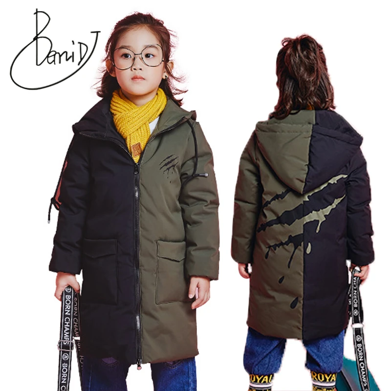 

2018 Jackets For Girls Coats Patchwork Winter Warm Girls Down Jacket Children Clothing Cotton Hooded Kids Outerwear Top YH-1818