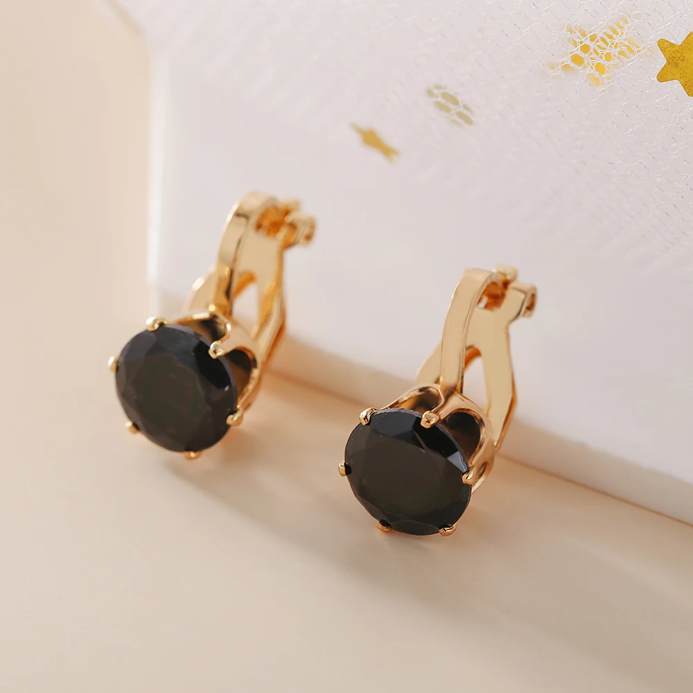 Ear Clip Earrings Clip Earrings Ear Clip Ear Accessories JIOFREE Round Cubic Zirconia Clip Earrings for women Fashion 3 color Crystal Jewelry Earrings Female Wedding Party Gift