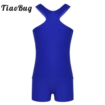 

TiaoBug 2PCS Kids Girls Ballet Dance Gymnastics Leotard Dancewear Girls Racer Front and Back Tank Top with Bottoms Set Outfit