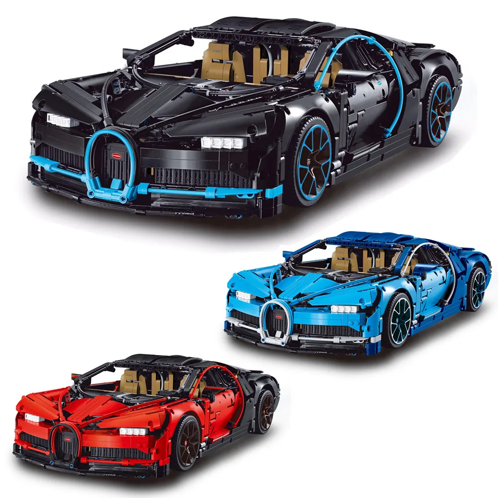 DECOOL Technic Red Blue Bugatti Chiron Building Blocks Kit Bricks set Classic Super sports car Model Kids Toys Compatible Legoe