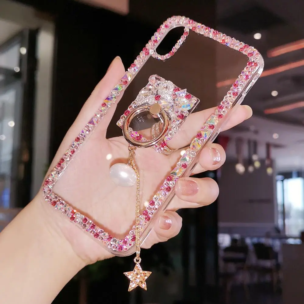 

For iPhone 7 7plus Bling Crystal Luxury Diamond case for iphone 6 6S 6Splus 8 8plus X Luxury Girl Lady gift case + bling ring