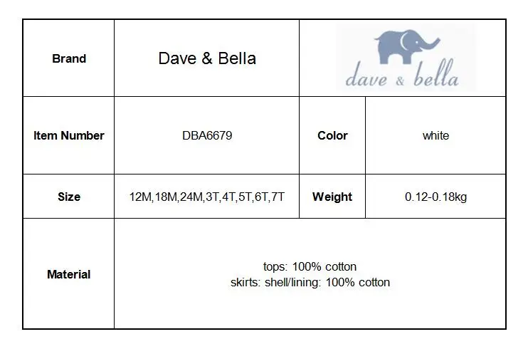 Dave bella/летний модный топ для малышей+ юбка, комплект из 2 предметов детская Милая одежда Детские комплекты одежды высокого качества для девочек DBA6679