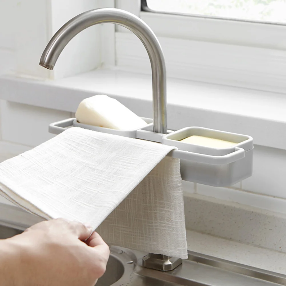 

Bathroom Storage Rack Faucet Clip Rag Kitchen Sink Hanging Adjustable Sponge Holder Soap Liquid Drainer Nail Free Multifunction
