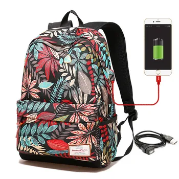

Women USB Charging laptop backpack for teenage girls boys school backpack bag Female Printing Backpacks for college students