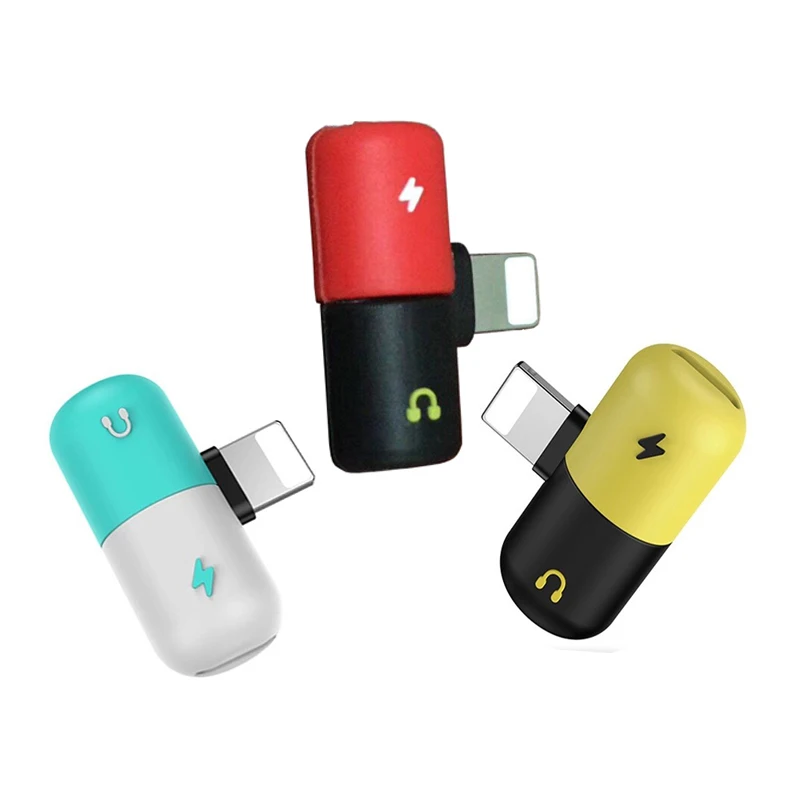 

Mobile charging adapter 2in1 adaptor splits charger jack into AUX n charger splitter BF6 for lightning Apple iPhone 8plus XR Max