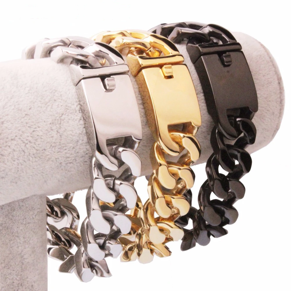 20mm Wide Casting Curb Chain Strong Men's Stainless Steel Heavy Cuban