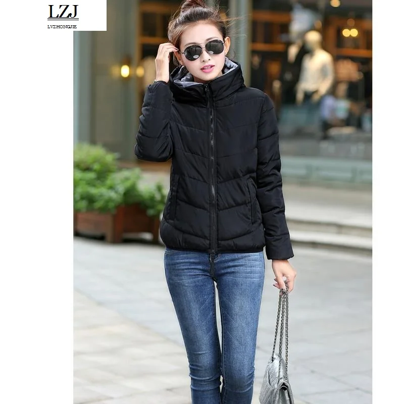 LZJ 2017 Women Basic Down Top font b Jacket b font Plus Size Female Coat Slim