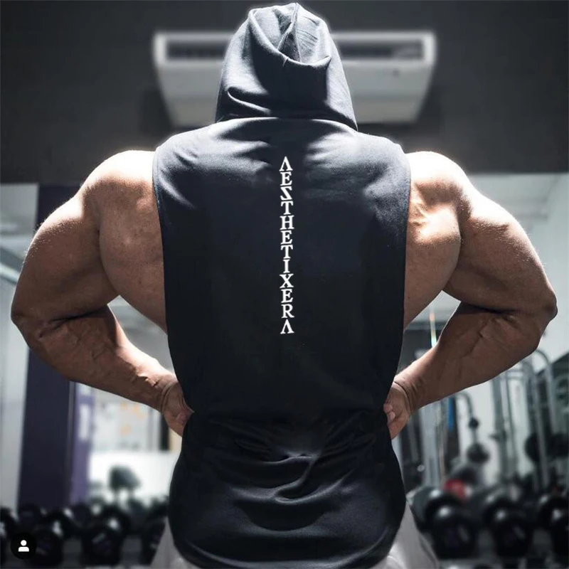 Muscleguys бренд одежда для тренажерного зала фитнеса топ с капюшоном Для мужчин для бодибилдинга Нижняя юбка с тренировки майка без рукавов»(«хейтеры»), футболка с капюшоном