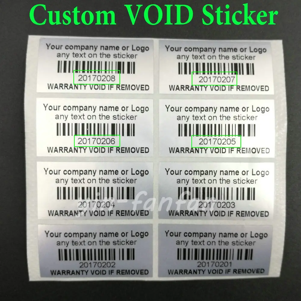 Printed Tamper Proof Warranty Void Labels Stickers Seals Silver 300pcs tamper proof labels