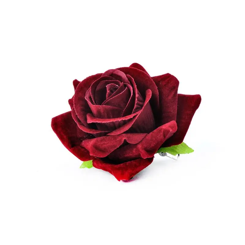 Женская бархатная тканевая заколка для волос Роза имитация искусственного цветка корсаж брошь Праздничная свадебная брошь фламенко танцор аксессуары для волос - Цвет: Wine red