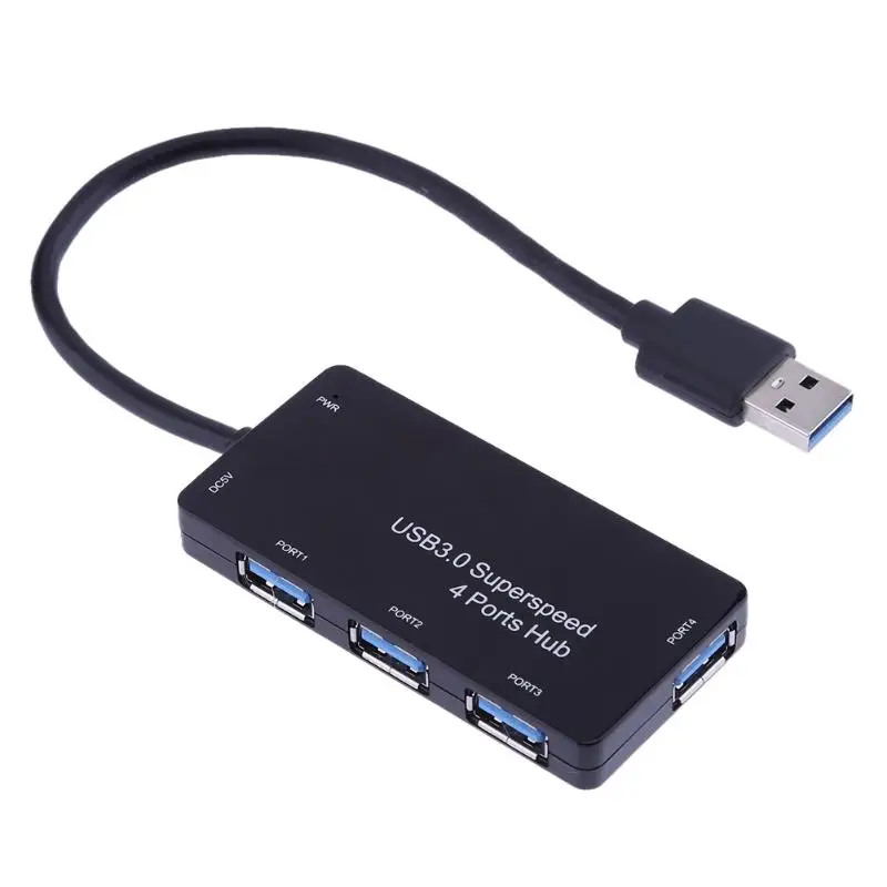 Супер Скорость USB 3,0 4 Порты USB 3,0 концентратор адаптер Extender usb-концентраторы для портативных компьютеров PC черный