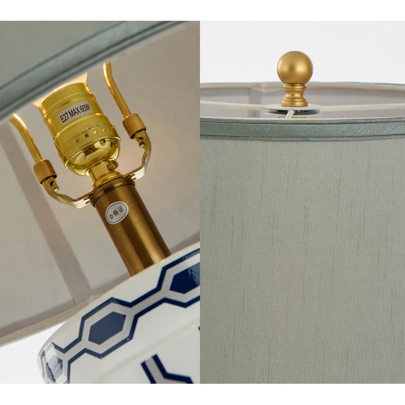 السيراميك النمط الصيني مصباح طاولة دراسة الإبداعية الرئيسية المعيشة الأزياء الراقية النسيج غرفة نوم السرير الجدول مصابيح ZA425709