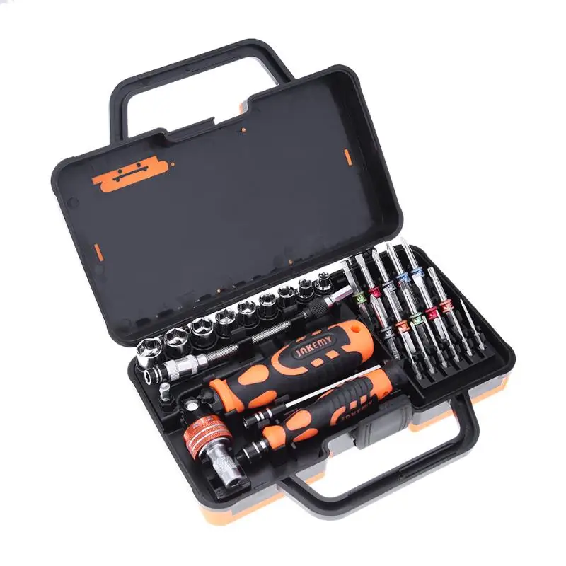 

JM-6123 31 in 1 Multifunctional Auto Car Repair Tools Including Screwdriver Set Ratchet Handle Extension Bar Sleeves Socket Set