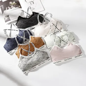 

Women's Bralette Bra Female Tops Hot Sale Female Letter Strap Wrapped Chest Shirt Top New Underwear Bras