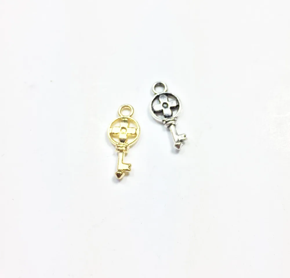 

Eruifa 20pcs 14*12mm Pretty Mini Key Charms Zinc Alloy necklace,earring bracelet jewelry DIY handmade 2 colors