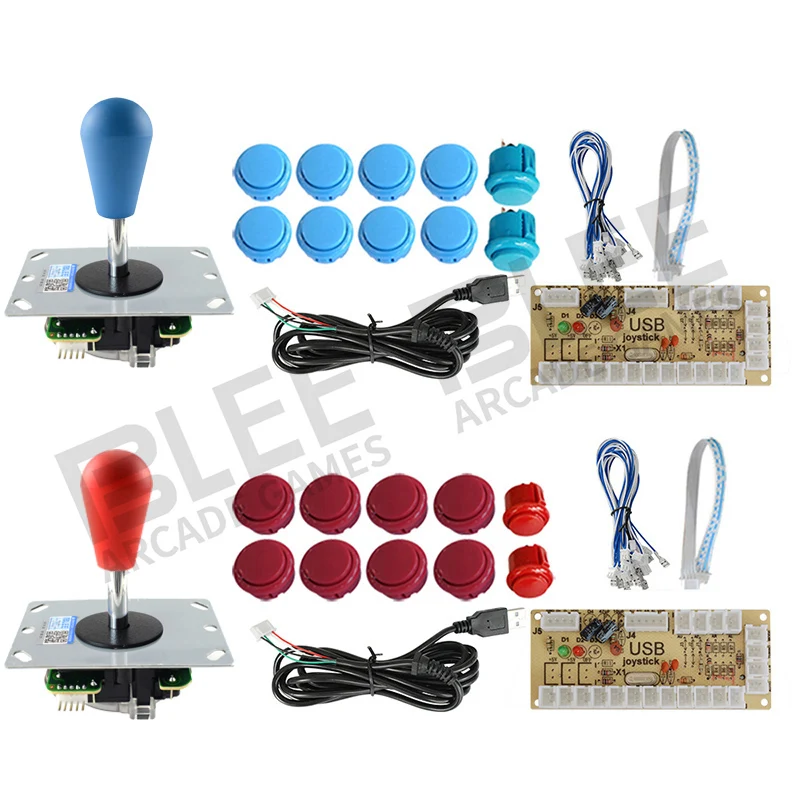 Бли 2 игроков Аркада DIY Kit нулевой задержкой USB контроллер PC Sanwa Джойстик с овальный мяч кнопки для ПК PS3