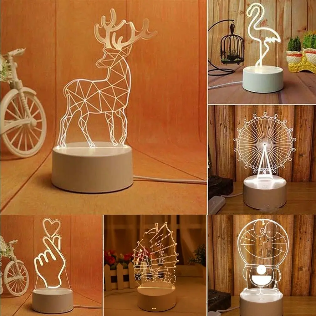 

3D LED Cat Illusion Night Light Color Changing Table Desk Lamp Animal Gift