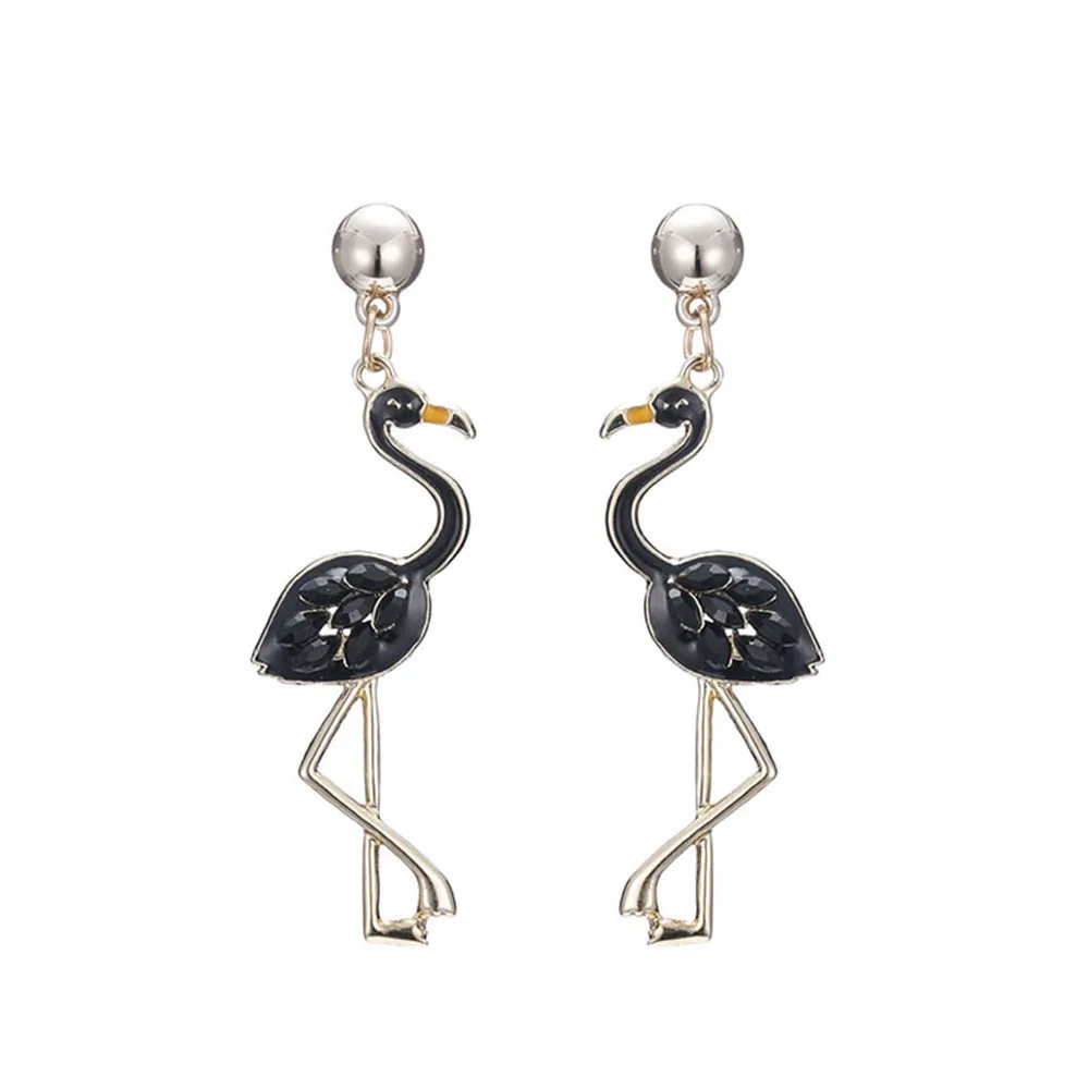 8SEASONS-2018-Fashion-Jewelry-Flamingo-Earrings-for-Women-Ear-Stud-Gold-Color-Animal-Rhinestone-Black-Pink