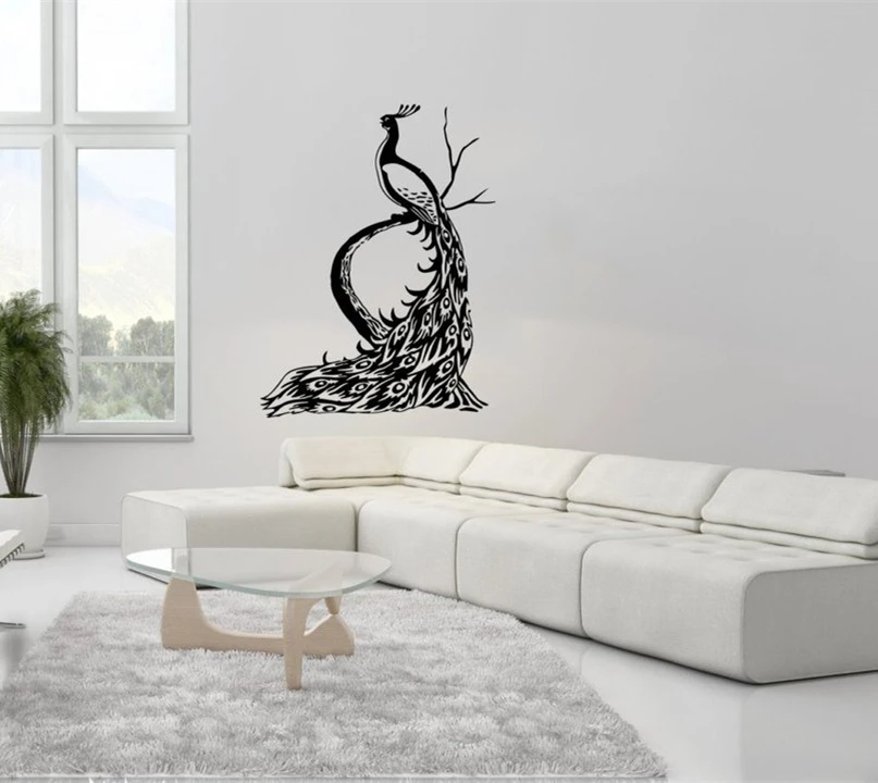 

Wall Decal Vinyl Sticker Peacock Peafowl Bird Tail Animal Houseware Living Room Decoration Wall Art Design Mural Interior WW-327