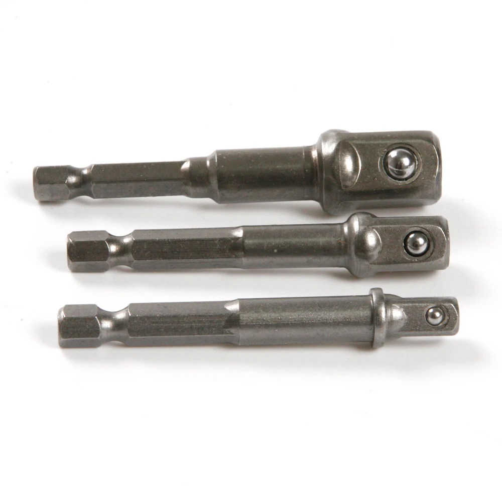 3Pcs/Set 1/4 Hex Shank Socket Adapter Drill Bit Tool High Quality Chrome vanadium steel CR V