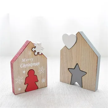 

2019 Good Sale Christmas Decoration Ornaments Wooden Diy Crafts Mini Christmas Tree Wood Pendant Vintage Elk Decorations