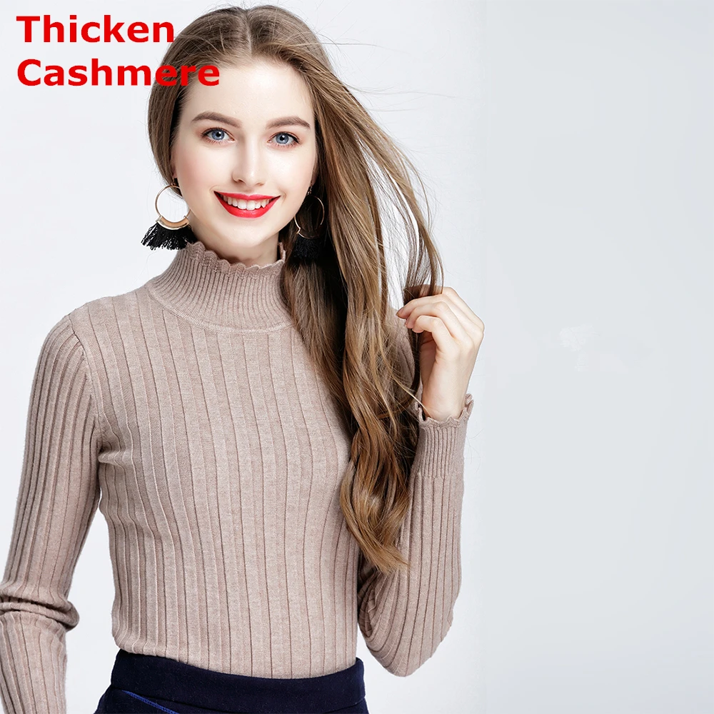 

High Quality Women Thick Wool Sweater New Turtleneck Pullover Winter Tops Solid Cashmere Sweater Autumn Female Sweater Hot Sale