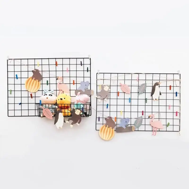 

Wall Decoration Iron Frame Hanging Rack Wall Display Storage Box Multifunction Mesh Wire Metal Wall Shelf