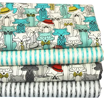 

New Twill Cotton Fabric Patchwork Fox Wave Tissue Cloth Of Handmade DIY Baby Quilting Sewing Textile Cushions Apparel Material