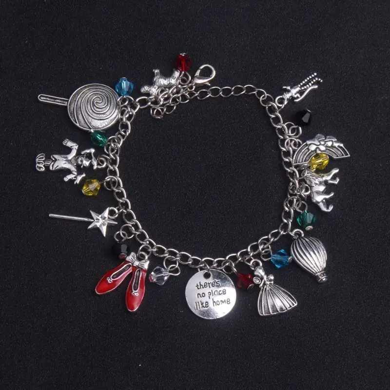 10 шт./лот, красные туфли в стиле волшебника унции, Звездный зонтик, скульптура, очаровательные браслеты с кристаллами для мужчин и женщин