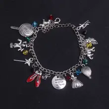 10 шт./лот, красные туфли в стиле волшебника унции, Звездный зонтик, скульптура, очаровательные браслеты с кристаллами для мужчин и женщин