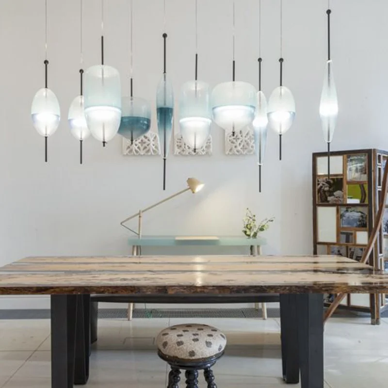  Blue chromatography Italian design lamp pendant light Lake of Venice Blue gradient Simple Peaceful  - 32871322905