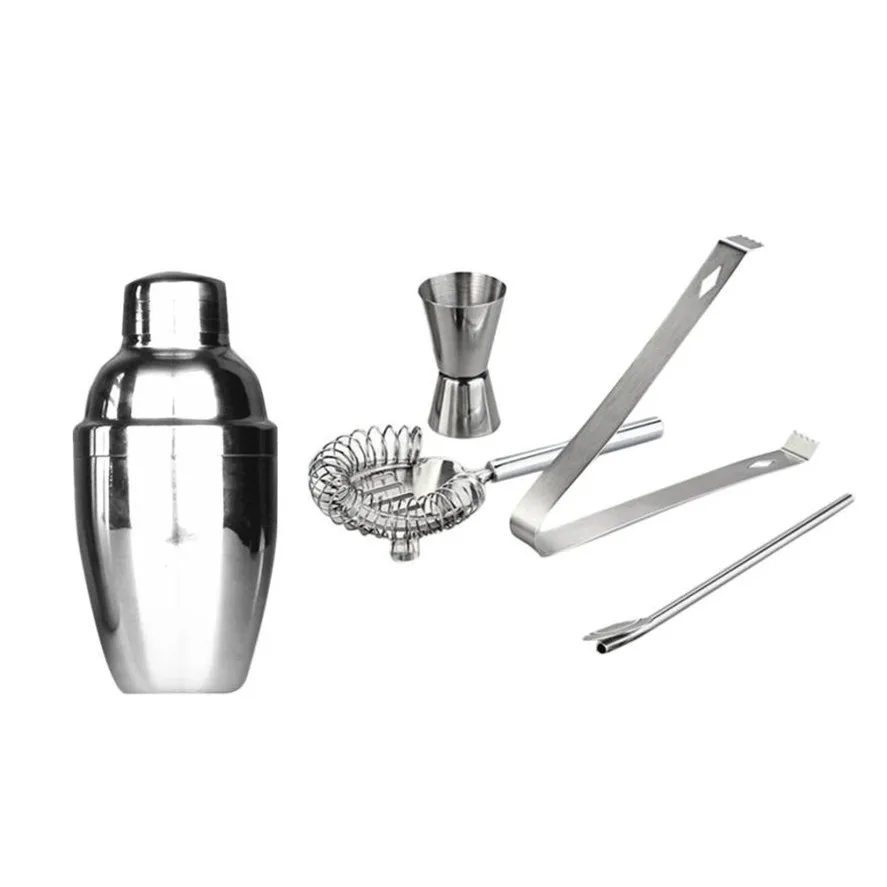 New Bar Tools 5Pcs/Set Cocktail Shaker Stainless Steel Bartender Tool