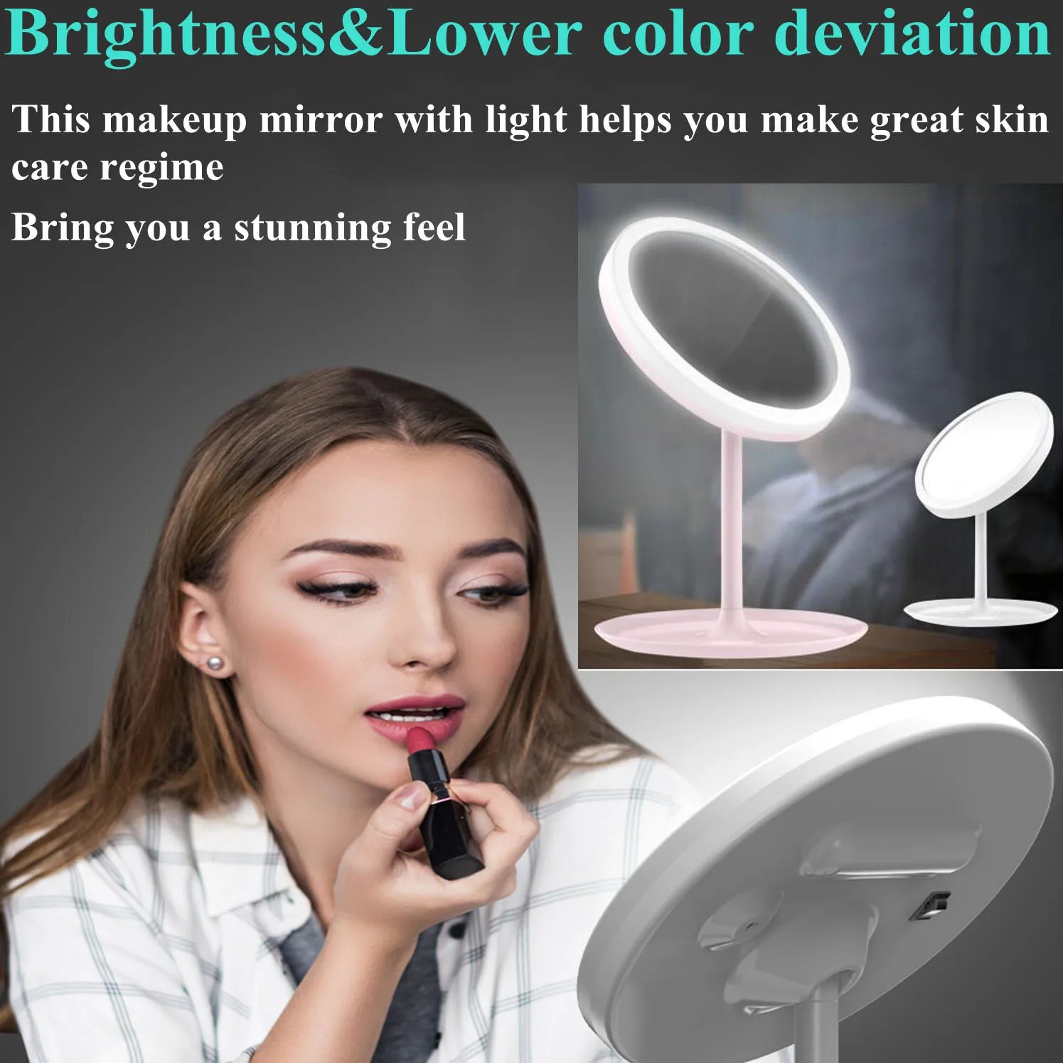 

led makeup mirror lights rechargeable detachable portable brightness adjustable daylight table makeup mirror make-up