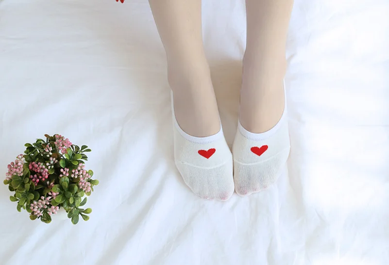 6 пар Для женщин носки Карамельный цвет сердце любовь Хлопок Невидимый мелкая рот лодка носки нескользящие высокое качество женские носки