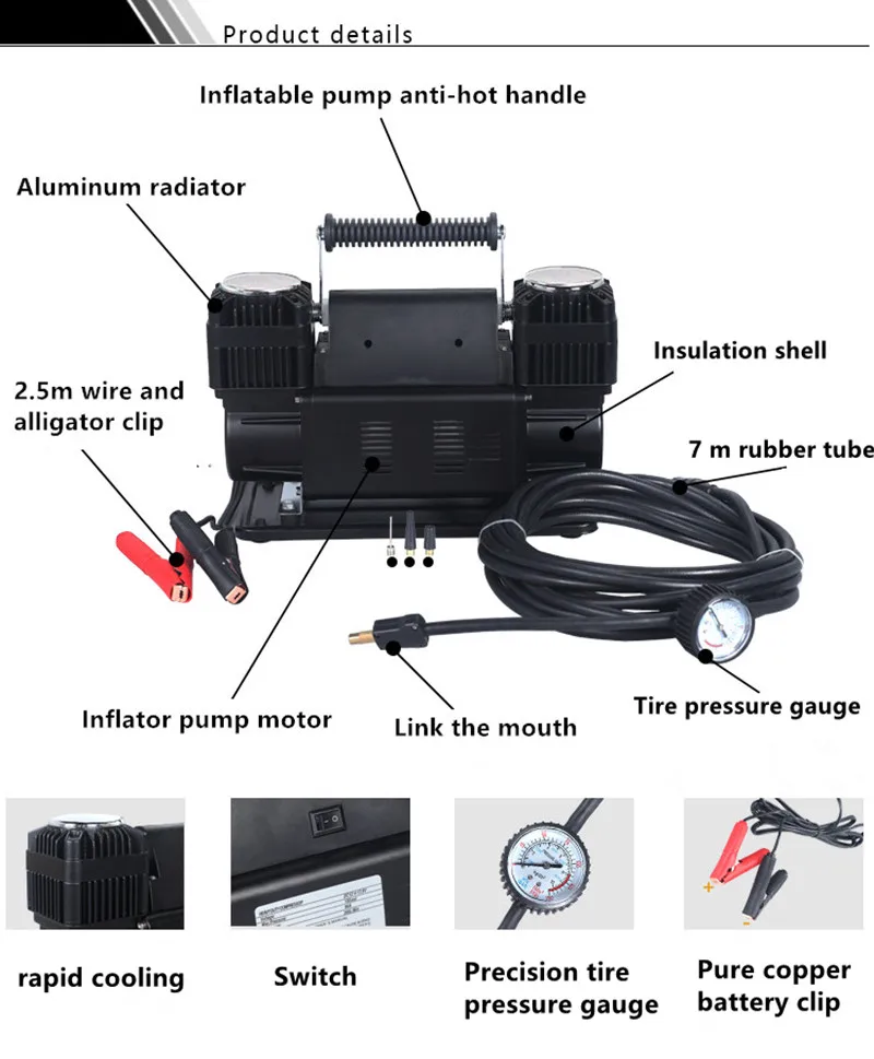 12V 150PSI автомобильный воздушный компрессор 300L/мин Портативный Давление насос подкачки шин дефлятор 4WD