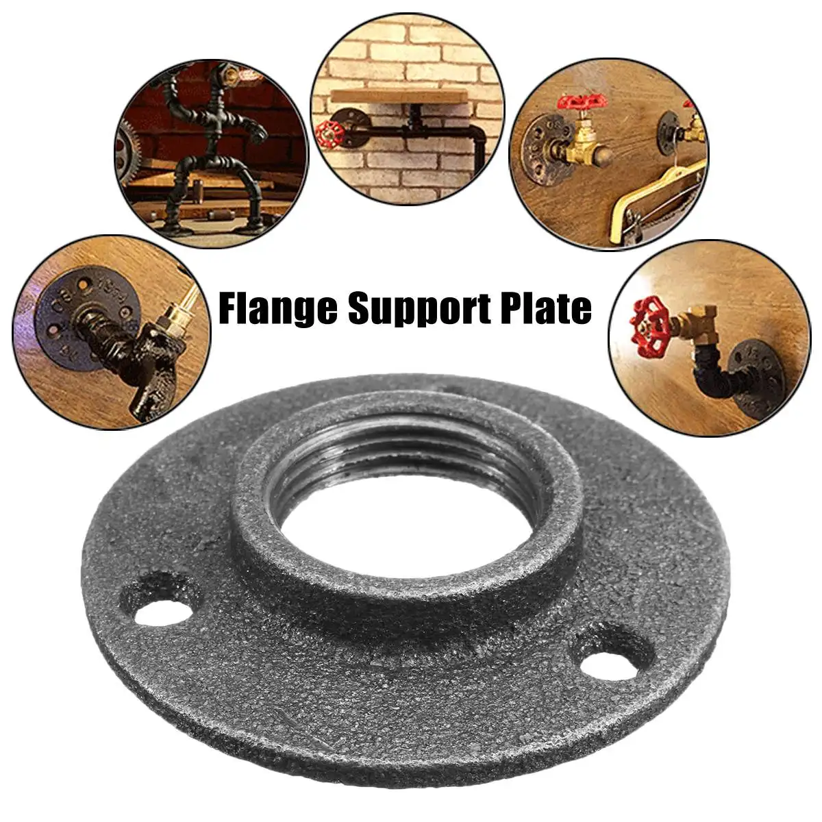 1Pcs New Malleable DN25 Iron Pipe Fittings Wall Mount Floor Flange