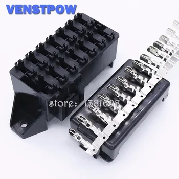 

14 Way Black Car Seat Medium Relay Fuse Box Assembly with 28pcs Terminals Car Engine Compartment Insurance Holder Box Mounting